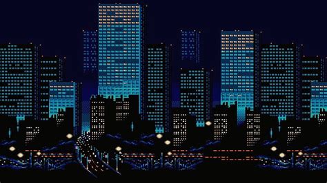 3840x2160px | free download | HD wallpaper: Night, The city, Building, Pixels, 8bit, 8 Bit ...