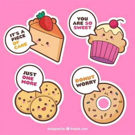 Free Vector | Set of bakery stickers with pastries and bread Bakery Icon, Bakery Logo, Cake ...