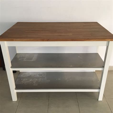 IKEA STENSTORP KITCHEN ISLAND IN WHITE METAL & OAK (5/10), Furniture ...