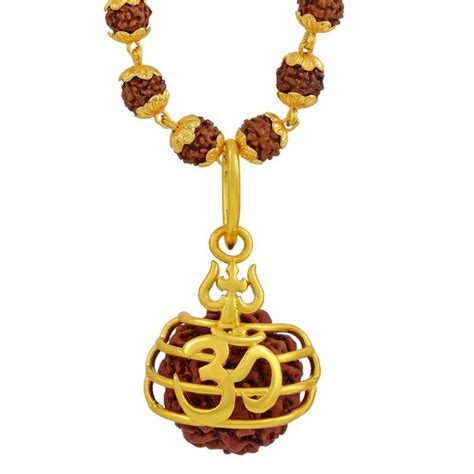 Buy 5 Mukhi Rudraksha Pendant of Om Trishul Design With 5 Mukhi Online ...