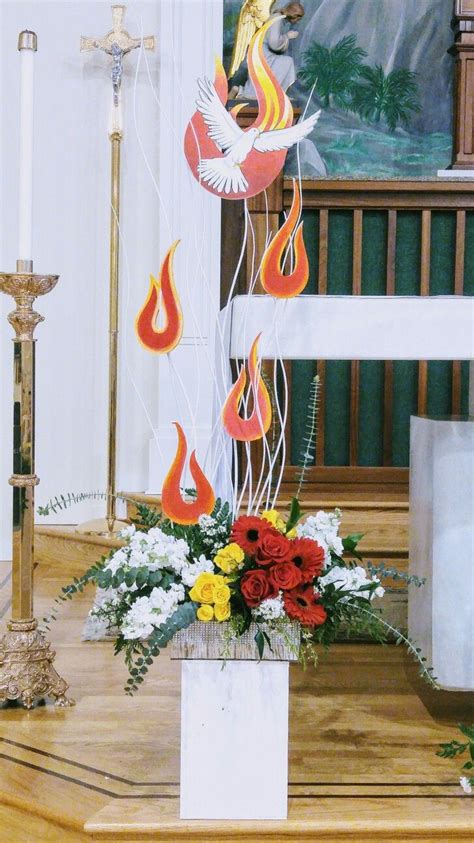 Holy Spirit, Confirmation Altar Flowers, Church Flower Arrangements, Church Flowers, Beautiful ...