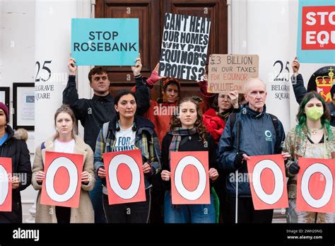 London, UK. 7 February 2024. Climate activists rally outside the Norwegian embassy against the ...