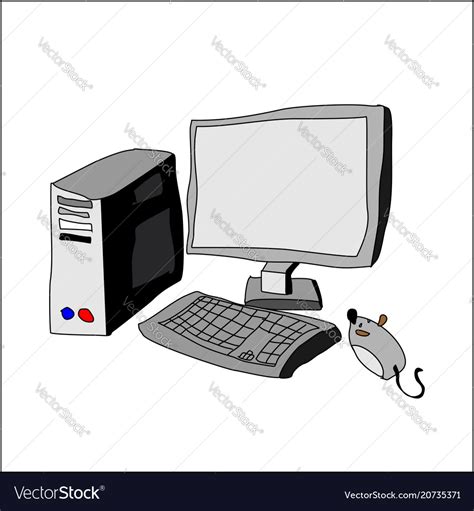 Computer hand drawing system unit and keyboard Vector Image