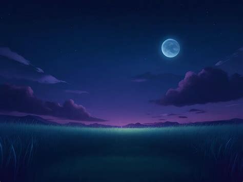 Premium AI Image | Animate Carton night field with moon view