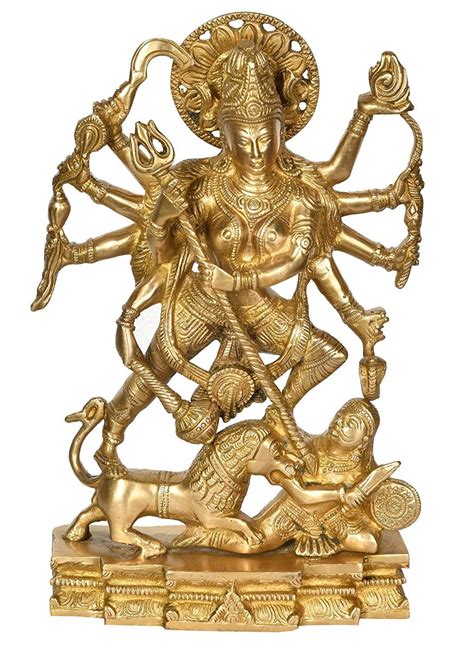 Buy Idol Collections Mahishasura-Mardini Goddess Durga - Brass Statue Online at Low Prices in ...