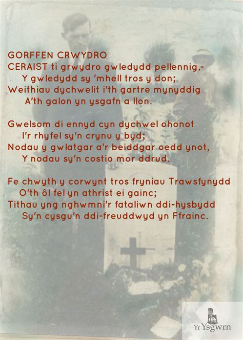 Gorffen Crwydro- Hedd Wyn's brother at his grave in the background ...