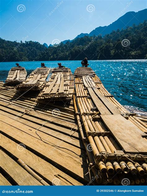 Bamboo Rafts in Rajjaprabha Dam, Thailand Stock Photo - Image of ...