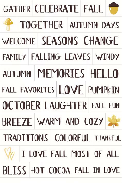 Autumn Words - Freebie In The Pocket Design | Words, Words to use, Word ...