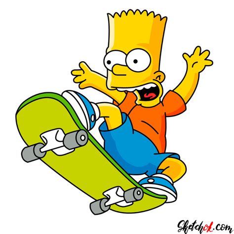 How to draw Bart Simpson on a skateboard in 2020 | Bart simpson ...