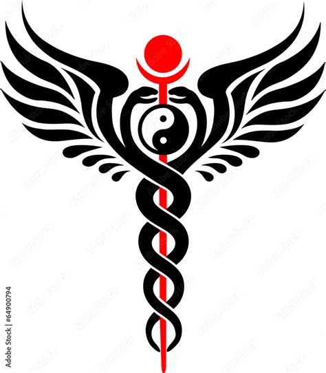 Caduceus, Yin Yang, Symbol of Hermes, Mercury, Rod of Asclepius, Snake Wings, Winged Serpent 素材庫 ...