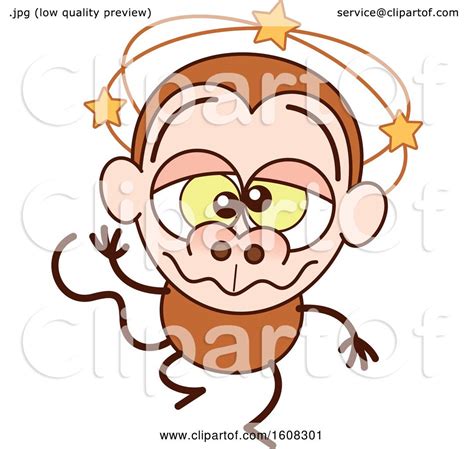 Clipart of a Cartoon Dizzy or Drunk Monkey - Royalty Free Vector Illustration by Zooco #1608301