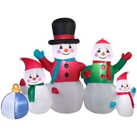 Home Accents Holiday 5 ft. Inflatable Snowman Family Scene 13326 | Inflatable christmas ...