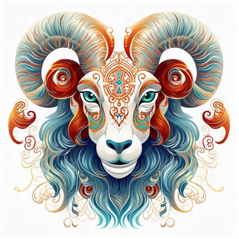 Zodiac sign of ram with ornate design on white background generative ai | Premium AI-generated image