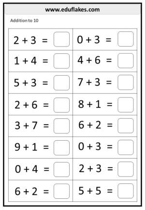 Free Kindergarten Addition worksheets in PDF format