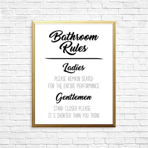 Bathroom Rules Printable Art Bathroom Art Bathroom Wall - Etsy