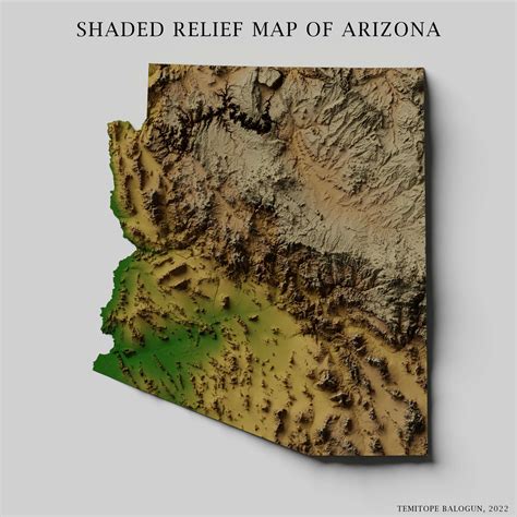 Shaded relief map of Arizona | Spatialnode