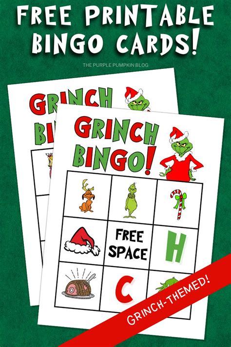 Free Grinch Bingo Cards Printable for Christmas Games