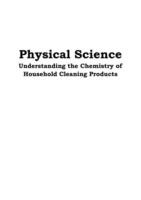 SOLUTION: Understanding chemistry of household cleaning products ...