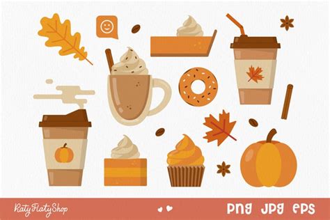 Pumpkin spice latte clipart, Fall coffee clipart