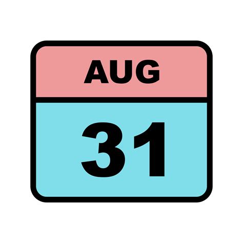 August 31st Date on a Single Day Calendar 504316 Vector Art at Vecteezy