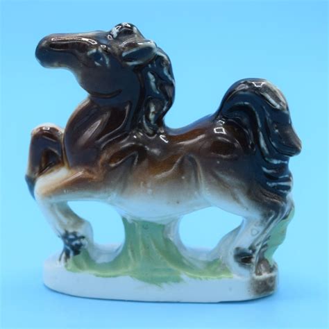 Ceramic Miniature Horse Figurine Vintage Japan Porcelain Mini Horse Figure Shadowbox Decor ...