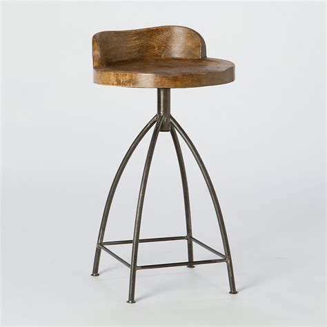 Mango Wood Swivel Bar Stool | Terrain