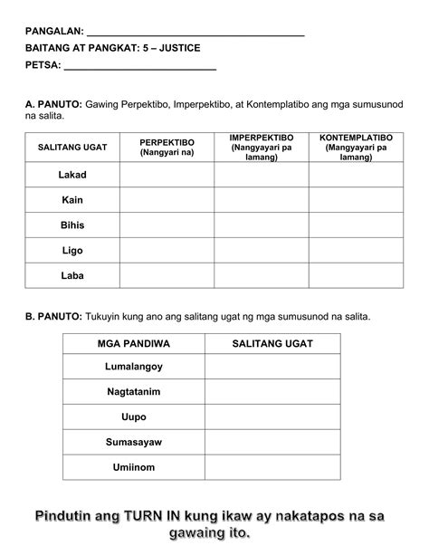 Q2G5_Aralin 2_Panahunan ng Pandiwa Interactive Worksheet – Edform