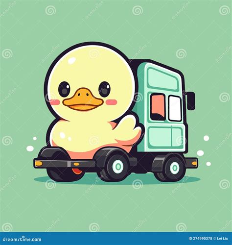 A Duck Driving a Truck with a Green Background. Stock Illustration - Illustration of screenshot ...