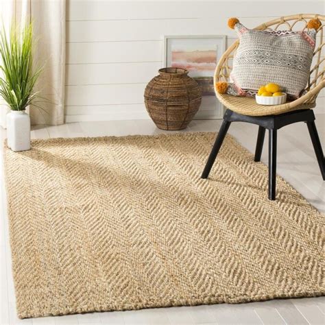 Safavieh Natural Fiber Marco 6 x 6 Natural Square Indoor Chevron Coastal Handcrafted Area Rug in ...