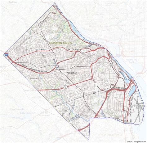 Topographic map of Arlington County, Virginia | County map, Virginia, Map