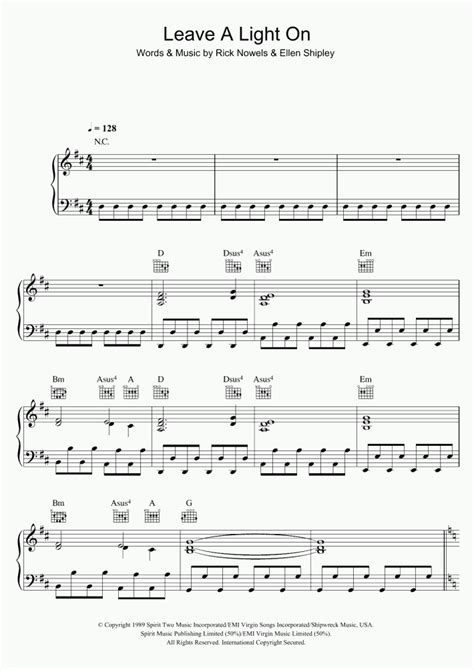 Leave A Light On Piano Sheet Music | OnlinePianist