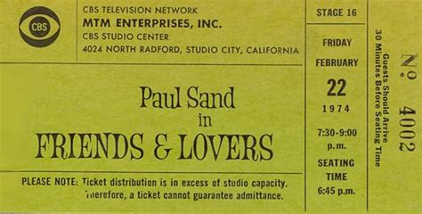 Paul Sand In Friends And Lovers - Ticket - Sitcoms Online Photo Galleries