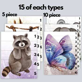 Animal Puzzles - 5 and 10 Piece Puzzles by Sam Breault | TPT