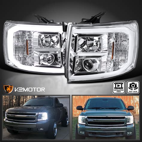 For 2007-2014 Chevy Silverado 1500 2500HD LED DRL U-Bar Projector ...