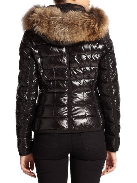 Moncler Armoise Fur-Trim Puffer Jacket in Black | Lyst