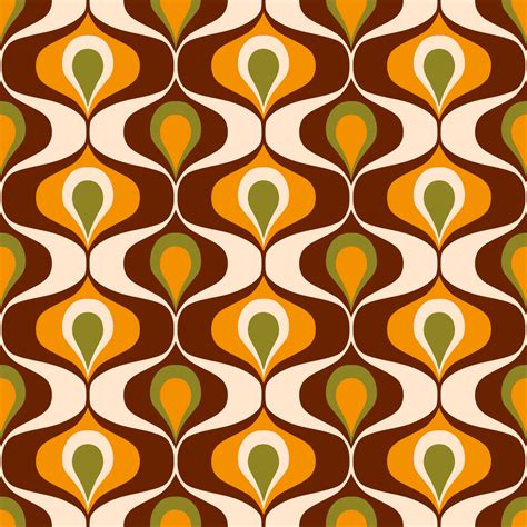 Retro 70s ovals op-art pattern brown, orange Art Print by Dana Du Design - X-Small | Pattern art ...