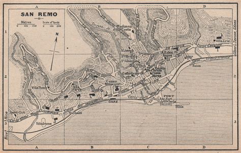 SAN REMO SANREMO vintage town city plan pianta della città. Italy 1930 old map