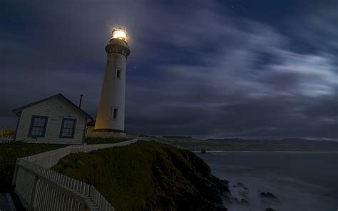 HD wallpaper: Lighthouse Night Light Coast Timelapse House HD, nature ...