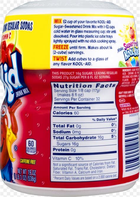 Kool-Aid Drink Mix Fizzy Drinks Nutrition Facts Label LUNA Bar, PNG, 1784x2500px, Koolaid ...