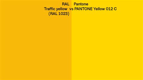 RAL Traffic yellow (RAL 1023) vs Pantone Yellow 012 C side by side ...