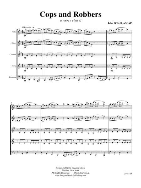 Cops & Robbers: A Merry Chase By John O'Neill - Score And Parts Sheet Music For Woodwind Quintet ...