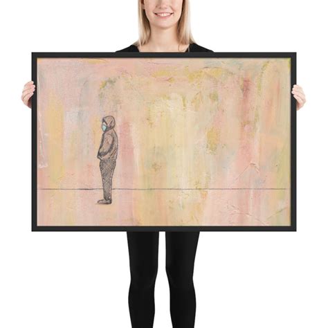 Social Distance Standing with Mask Framed Print - Art by Tina Lewis