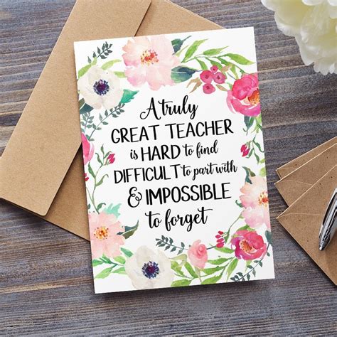 Teacher Card A Truly Great Teacher is Hard to Find Farewell | Etsy UK