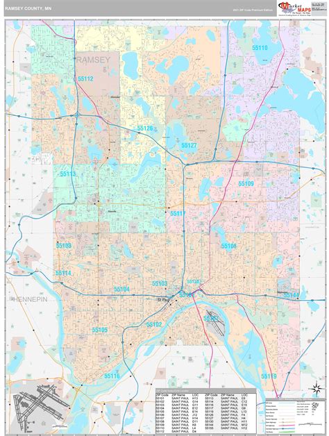 Ramsey County, MN Wall Map Premium Style by MarketMAPS