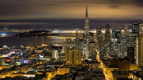 SF Nighttime Skyline | San francisco at night, San francisco wallpaper, Skyline