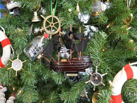 Buy Wooden Caribbean Pirate Ship Model Christmas Tree Ornament - Wholesa