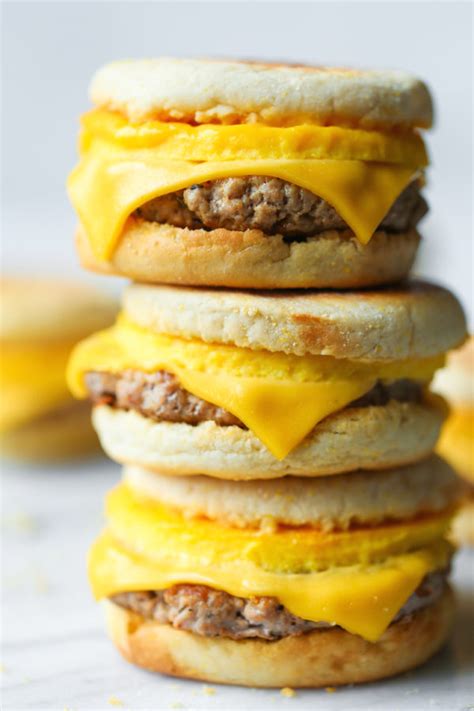 Freezer Sausage, Egg, and Cheese Breakfast Sandwiches - Damn Delicious