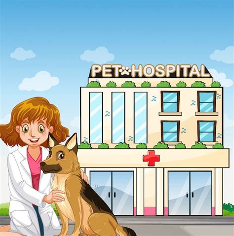 Premium Vector | Vet and dog at teh animal hospital