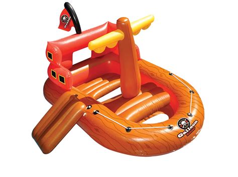 64" Inflatable Brown and Red Floating Pirate Ship Swimming Pool Raft ...