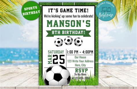 Editable Soccer Birthday Invitation Instant Download | Bobotemp